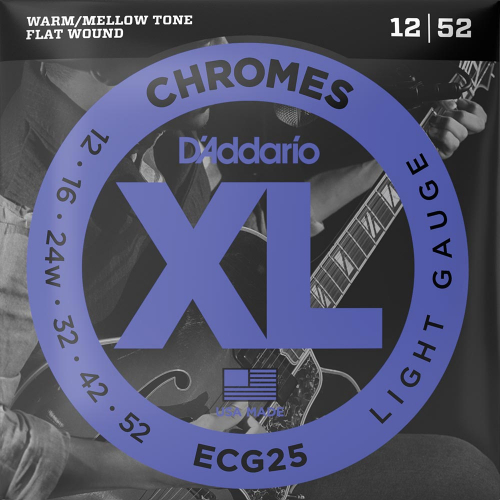 D'Addario ECG25 Flat Wound Chromes Snaren voor Elektrische Gitaar (12-52)
