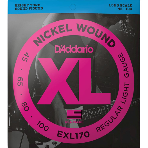 D'Addario EXL170 XL Nickel Wound Bassnaren (45-100) Regular Light