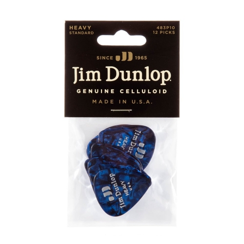 Dunlop 483P10HV Celluloid Blauw Plectrum Heavy 12-Pack