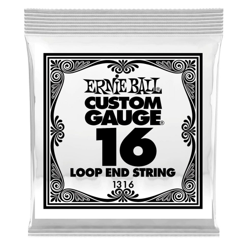 Ernie Ball 1316 Loop End Plain Steel .016 Losse Snaar 6-Pack