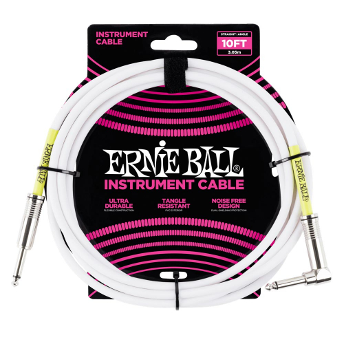 Ernie Ball 6049 Gitaarkabel 3 Meter Wit - Haaks/Rechte Plug
