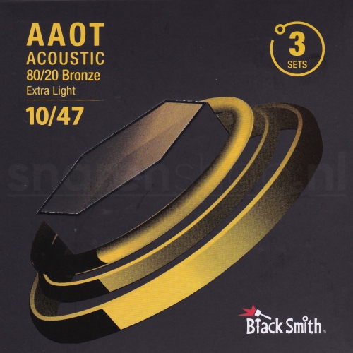 BlackSmith AABR-1047-3P Snaren met Coating voor Akoestische Gitaar (10-47) Extra Light 3-Pack