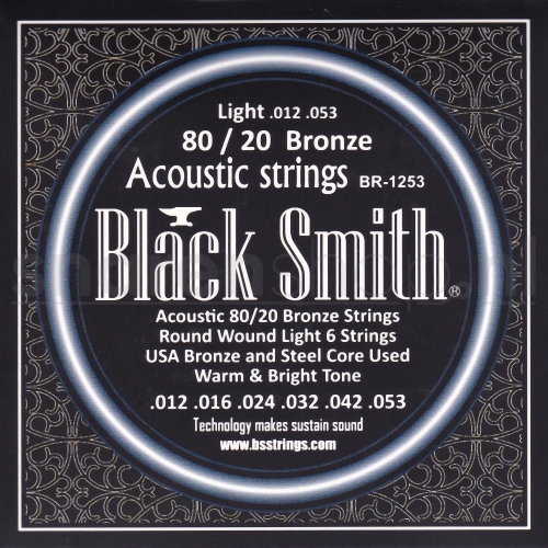 Blacksmith snaren voor akoestische gitaar. Bronze wound, dikte .012-054 (Light)
