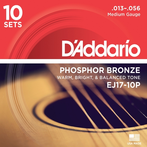 D'Addario EJ17-10P Snaren voor Akoestische Gitaar (13-56) 10-Pack 