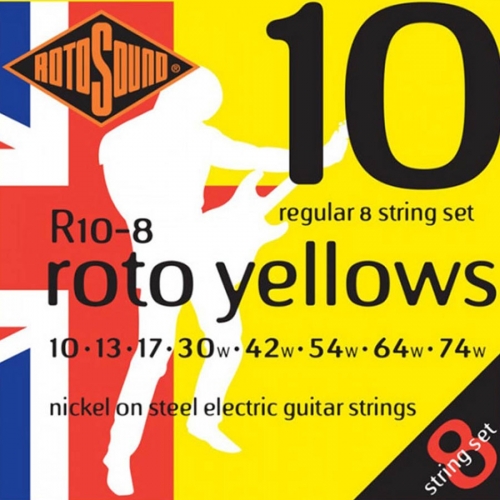 Rotosound R10-8 Yellows Gitaarsnaren voor 8-Snarige Elektrische Gitaar (10-74)