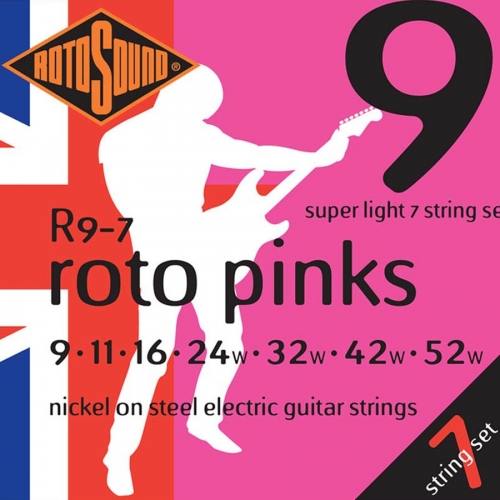 Rotosound R9-7 Pinks Gitaarsnaren voor 7-Snarige Elektrische Gitaar (9-52)