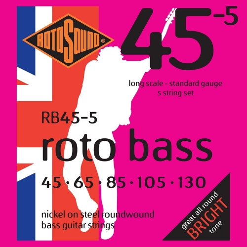 Rotosound RB45-5 Roundwound Bassnaren voor 5-Snarige Elektrische Basgitaar (45-130)
