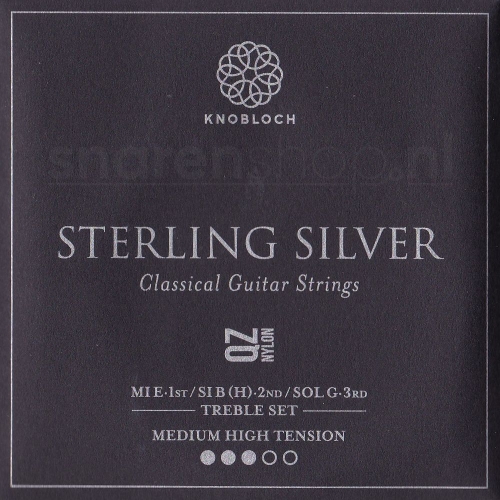 Knobloch 400SQZ Sterling Silver QZ Nylon Treble Set - Normaal / Hoge Spanning (3 Snaren)