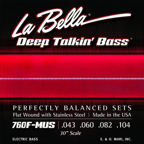 La Bella 760F-MUS Stainless Steel Flatwound Bassnaren 30" Scale (43-104)