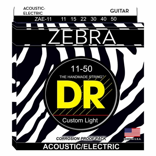 DR Strings ZAE11 Zebra Akoestische/Elektrische Gitaarsnaren (11-50)