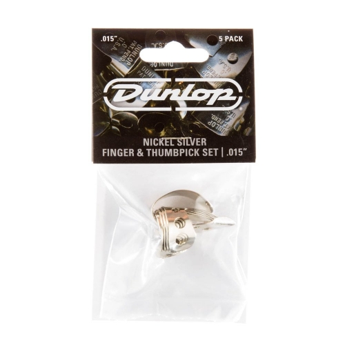 Dunlop 33P015 Duim/Vingerplectrum Zilver .015" (0.38mm) 5-Pack