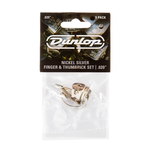Dunlop 33P020 Duim/Vingerplectrum Zilver .020" (0.50mm) 5-Pack