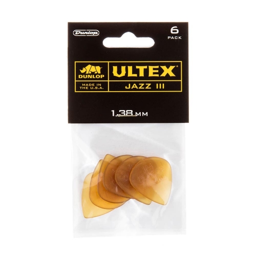 Dunlop 427P138 Ultex Jazz III 1.38mm Plectrum 6-Pack