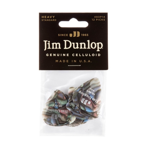 Dunlop 483P14HV Celluloid Abalone Plectrum Heavy 12-Pack