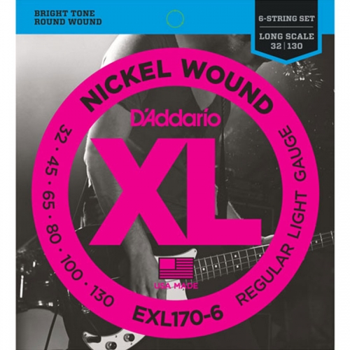D'Addario EXL170-6 Bassnaren Long Scale 6-Snarig (32-130)