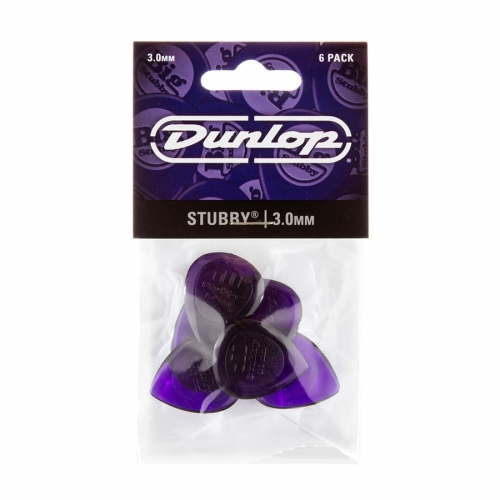 Dunlop 474P300 Stubby Jazz 3.0mm Plectrum 6-Pack