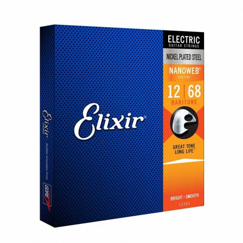 Elixir 12302 Nanoweb Snaren voor Elektrische Baritone Gitaar (12-68)