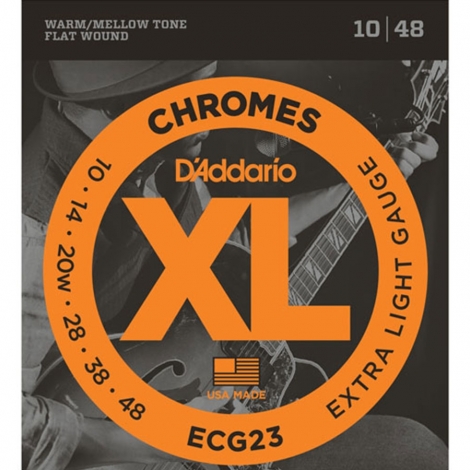 D'Addario ECG23 Flat Wound Chromes Snaren voor Elektrische Gitaar (10-48)