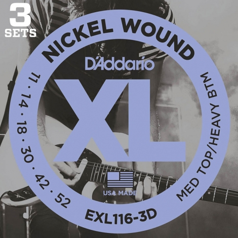 D'Addario EXL116-3D Snaren voor Elektrische Gitaar (11-52) 3-Pack