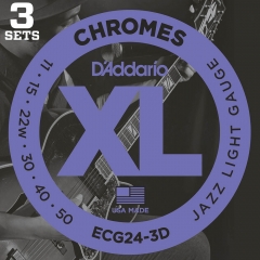 D'Addario ECG24-3D Flat Wound Chromes Snaren voor Elektrische Gitaar (11-50) 3-Pack