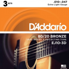 D'Addario EJ10-3D Bronze Westernsnaren (10-47) 3-Pack